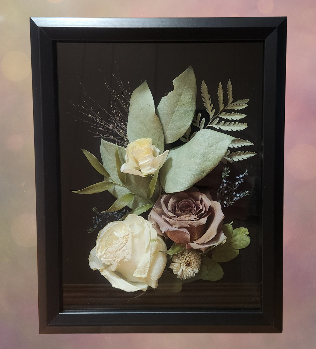 Preserved flower shadow box floral keepsake