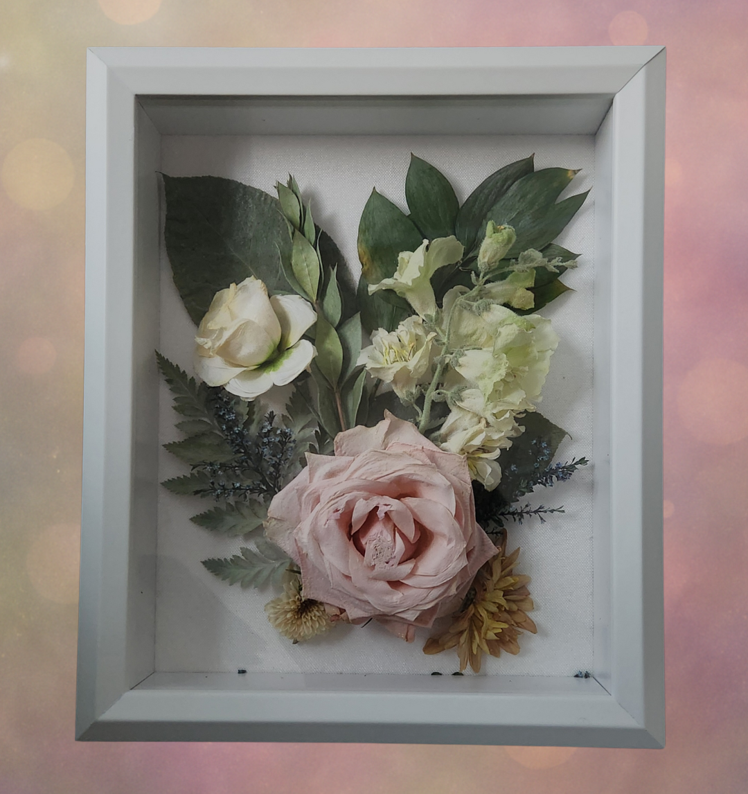 Preserved flower shadow box floral keepsake