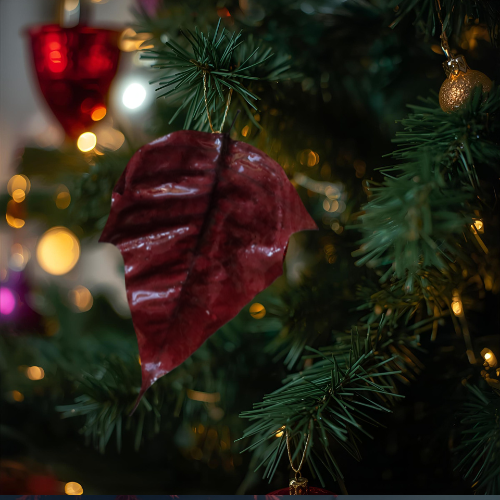 Red Poinsettia Leaf Ornament