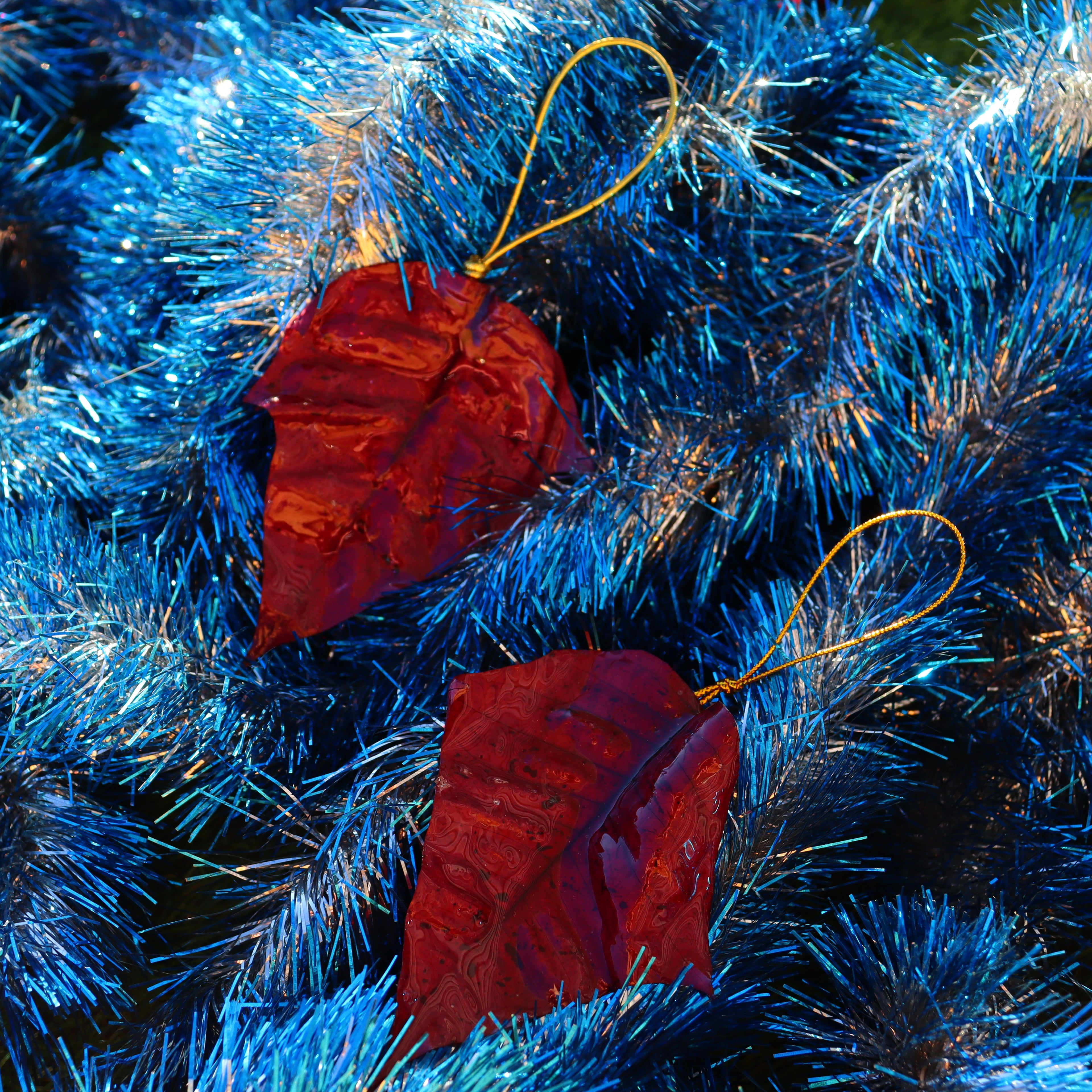 Red Poinsettia Leaf Ornament