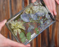 4x6 clear resin block with dried flowers preserved inside